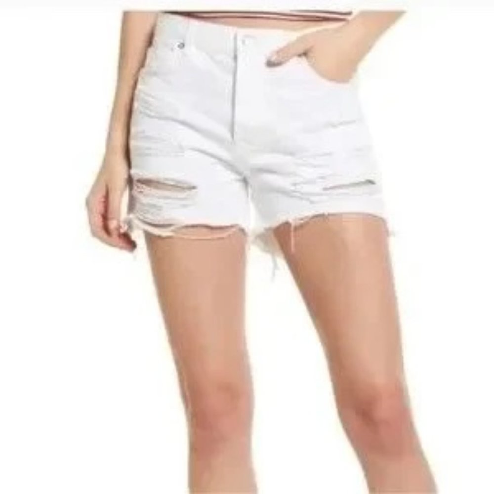 Free People Optic White Mid Rise Maggie Shorts NWT